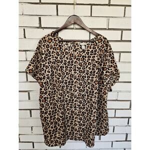 Ava & Viv Cheetah Blouse Womens 3X